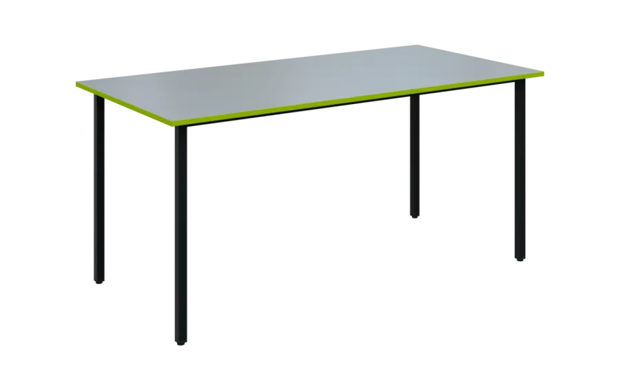 JSB 160N Jídelní stůl 1600 x 800 mm, deska šedá s hranou jarní zeleň / podnož černá